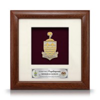 8" x 8" Solid Frame with Gold Plated Pewter - Coat of Arms of Penang (Logo Penang)