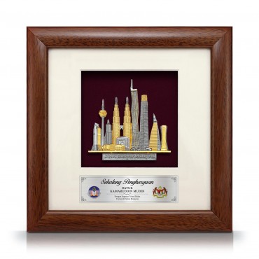 8" x 8" Solid Frame with Gold Plated Pewter - Kuala Lumpur Landmark