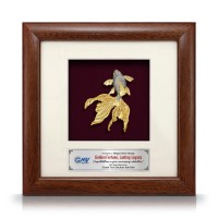 8" x 8" Solid Frame with Gold Plated Pewter - Happiness Goldfish (Abundance & Harmony)