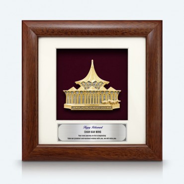 7" x 7" Solid Frame With Gold Plated Pewter - Dewan Undangan Sarawak
