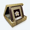 8" x 8" Songket Frame (Royale Gold) with Gold Plated Pewter