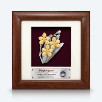 7" x 7" Frame with Gold Plated Pewter - Orchid 3 Flower (Anggerik)