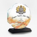 7.4” Crystal Octagon with Gold Plated Pewter - Logo Malaysia
