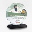 7.4” Crystal Octagon with Gold Plated Pewter - Bunga Raya