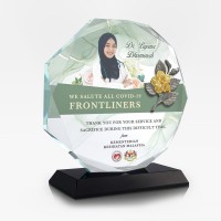7.4” Crystal Octagon with Gold Plated Pewter - Bunga Raya