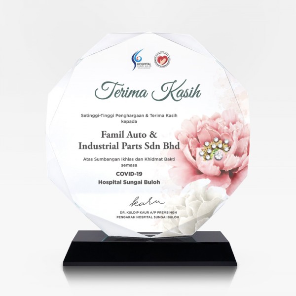 7.4” Crystal Octagon - Flower Background