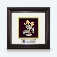 10" x 10" Solid Frame with Gold Plated Pewter : Lotus Flower (Bunga Teratai)
