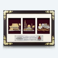  3 in 1 Exclusive Frame (Flower Border) with Gold Plated Pewter