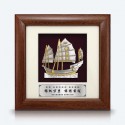 7" x 7" Solid Frame with Gold Plated Pewter - Wealth Ship