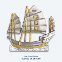 7" x 7" Solid Frame with Gold Plated Pewter - Wealth Ship