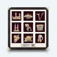9 in 1 Exclusive Frame (Gold Border) with Gold Plated Pewter