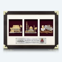 3 in 1 Exclusive Frame with Gold Border - Gold Plated Pewter