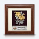 7" x 7" Frame with Gold Plated Pewter - Bunga Raya 2 Flowers (Hibiscus Flower)