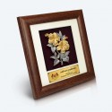 7" x 7" Frame with Gold Plated Pewter - Bunga Raya 2 Flowers (Hibiscus Flower)