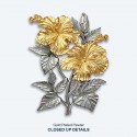 7" x 7" Frame with Gold Plated Pewter - Bunga Raya 2 Flowers (Hibiscus Flower)