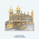 10" x 10" Solid Frame with Gold Plated Pewter : Kuala Lumpur Railway Station