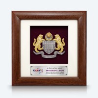 7" x 7" Frame with Gold Plated Pewter - Coat of Arms of Malaysia (Jata Negara Logo Malaysia)