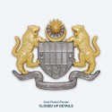 7" x 7" Frame with Gold Plated Pewter - Coat of Arms of Malaysia (Jata Negara Logo Malaysia)
