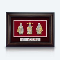 8.5" x 12" VIP Frame with Gold Plated Pewer - Fu Lu Shou (Blessings, Prosperity & Longevity)