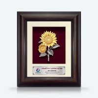 8.5" x 10" Solid Frame with Gold Plated Pewter : Sunflowers