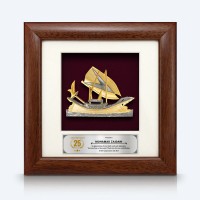 7" x 7" Frame with Gold Plated Pewter - Perahu Lepa Sabah