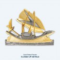 7" x 7" Frame with Gold Plated Pewter - Perahu Lepa Sabah
