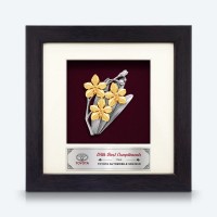 6" x 6" Frame with Gold Plated Pewter : Orchid 3 Flower (Anggerik)