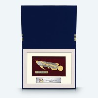 7" x 9" Book Frame with Gold Plated Pewter : Asian Arowana