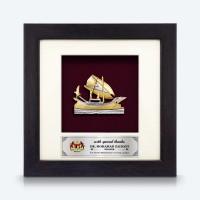 6" x 6" Frame with Gold Plated Pewter : Perahu Lepa Sabah