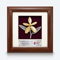 7" x 7" Frame with Gold Plated Pewter - Orchid Flower (Anggerik)