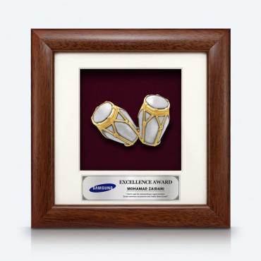7" x 7" Solid Frame with Gold Plated Pewter - Gendang