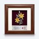 7" x 7" Frame with Gold Plated Pewter - Lily Flower