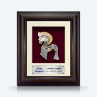 8.5" x 10" Solid Frame with Gold Plated Pewter : Kuda Kepang