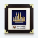7" x 7" Dark Frame Gold Border with Gold Plated Pewter - Kuala Lumpur Landmark