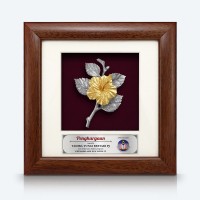 7" x 7" Frame with Gold Plated Pewter - Bunga Raya (Hibiscus Flower)