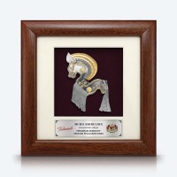 7" x 7" Solid Frame with Gold Plated Pewter - Kuda Kepang