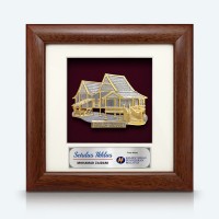 7" x 7" Frame with Gold Plated Pewter - Rumah Melayu (Malay House)